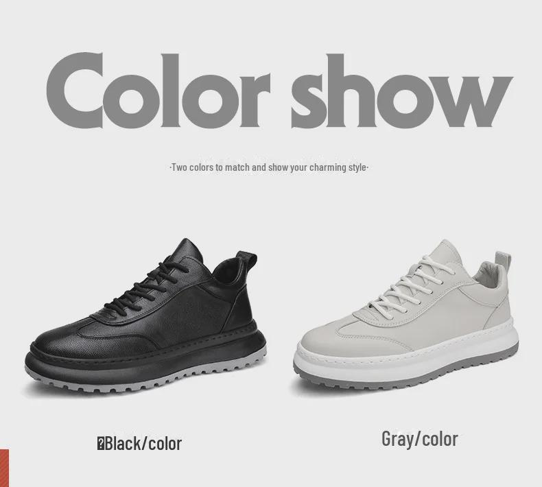 Men's Genuine Microfiber Casual Leather Shoes - Non-Slip, Trendy, and Ideal for Autumn/Winter.