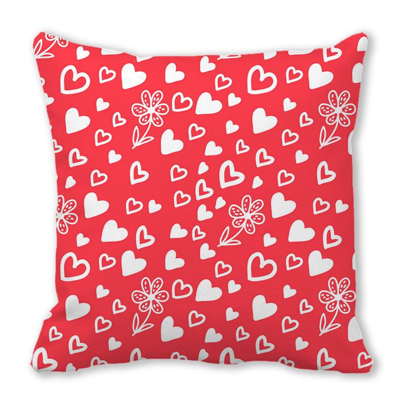 Home Decor Red Heart Patterns: Love themed Pillow Covers Pattern Cushion Cover Suitable for Sofa Bedroom Car Pillow Cover