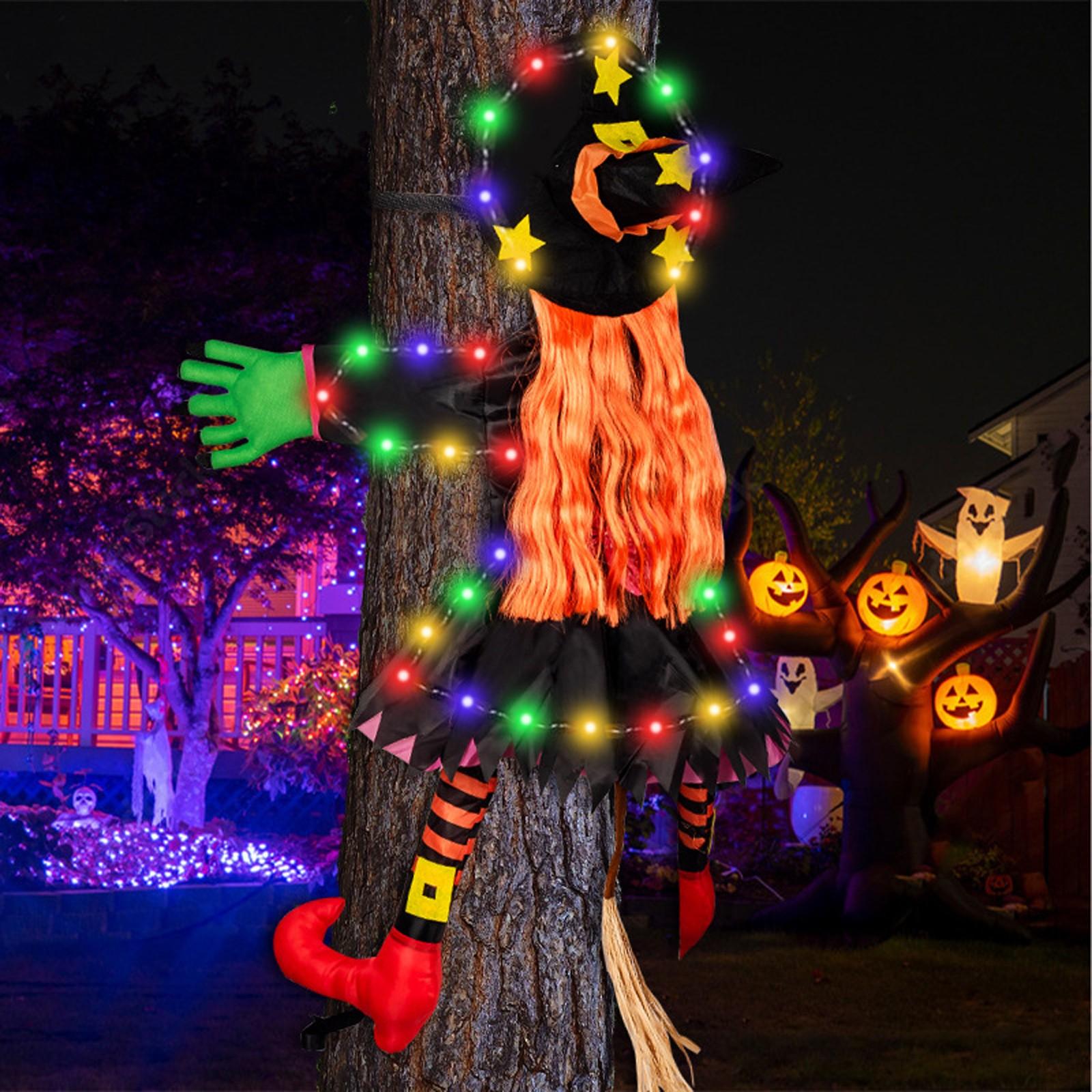 

Ведьма Уличные Хэллоуинские Украшения, Большая Ведьма, врезающаяся в дерево, Уличные Украшения, Хэллоуинская Светящаяся Летающая Ведьма, Подходит Для Дерева, Двора, Террасы One Size