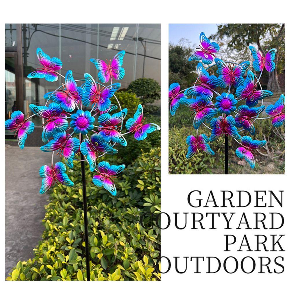 Removable Butterfly Wind Spinner Iron Art Wind Collectors Rotator Gardening Plug Pinwheel  Lawn