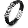 2026 Braided Leather Bracelet for Men, Mother Son Matching Gift, Sterling Silver Clasp