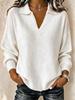 2026 European & American Cross-Border Fashion: Solid Color V-neck Long Sleeve Sweater for Women - Autumn/Winter Versatile Casual Wear