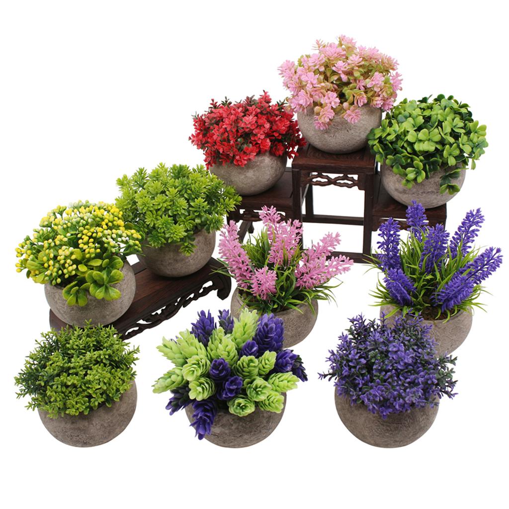 Buy 3Pcs Mini Artificial Potted Plants Faux Green Grass Pot Simulation