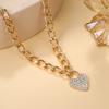 iF ME Luxury Heart Pendant Necklace for Women Crystal Gold Chain Necklaces Accessories Jewelry