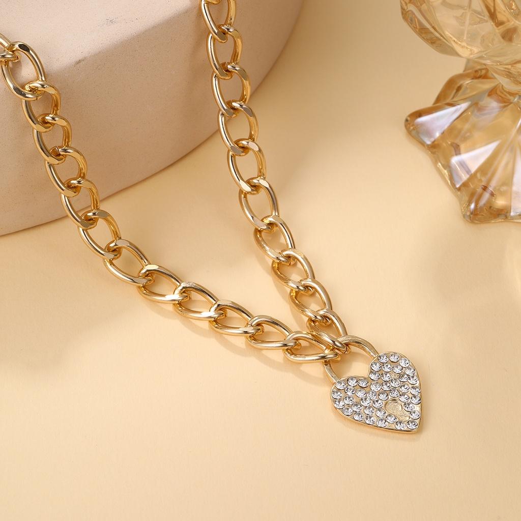 iF ME Luxury Heart Pendant Necklace for Women Crystal Gold Chain Necklaces Accessories Jewelry