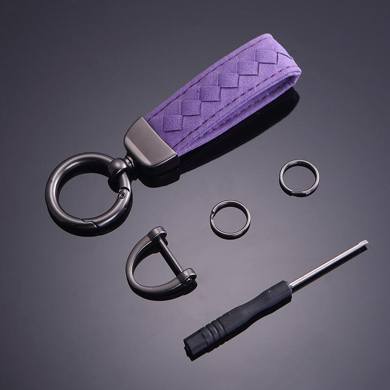 Trendy Suede Woven Keychain: Anti-Drop Metal Pendant Accessories