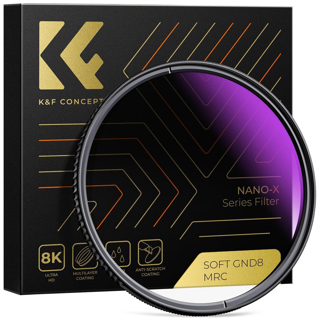 Concept 67mm Half ND Filter GND8 Soft Gradient Brightness Adjustment Neutral Density Filter Nano Coating Optical Glass K&F 28-Layer Double-Sided