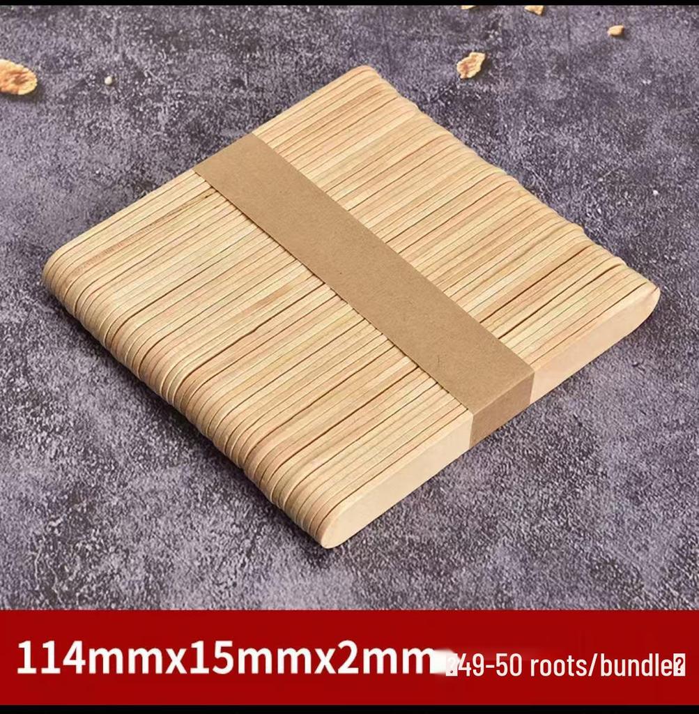 Natural Birch Wood Ice Cream Sticks, 50-Pack for DIY Models and Beauty Mixing