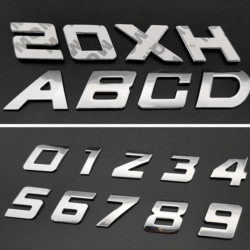 New 3D Metal 25mm Italic Car Letters Alphabet Emblem Numbers Chrome Labeling Auto Sticker Trunk Logo Letters Emblem Accessories