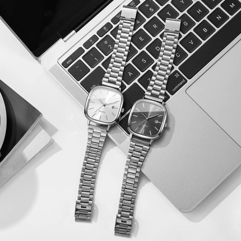 Creative Square Watches Simple Calendar Wristwatches Quartz Adjustable Strap Couple's Wristwatches Gifts