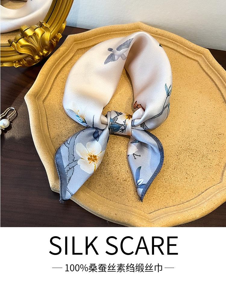 Spring Fashion Jasmine Silk Scarf Women's Versatile Elegant High-end Mulberry Silk Scarf 11 Plain Crepe Satin Small Square Scarf