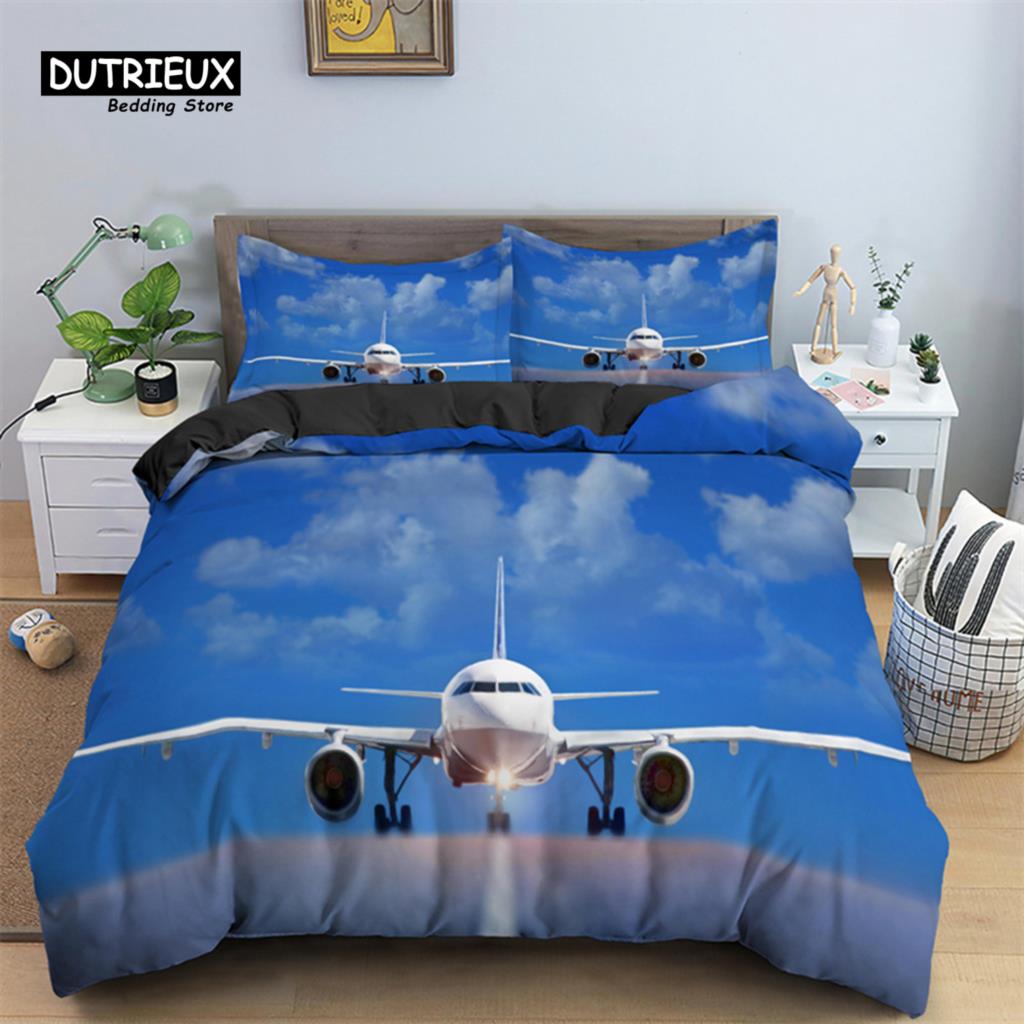 3D Airplane Printed Bedding Set Kids Adults 2/3pcs Duvet Cover With Pillowcase Comforter Bedding Quilt Cover Luxury Bedding Set