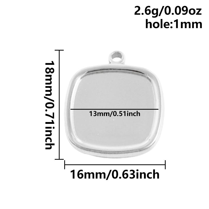 6pcs New Steel Color Cabochon Charm No Fade Oval Round Water Droplet Pendant Metal DIY Stainless Steel Charms For Jewelry Making