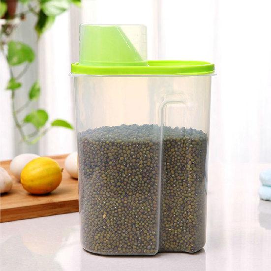2.5L Grande Recipiente Dispensador de Armazenamento de Arroz, Cereal, Feijão, Alimento Seco, Caixa Selada com Tampa
