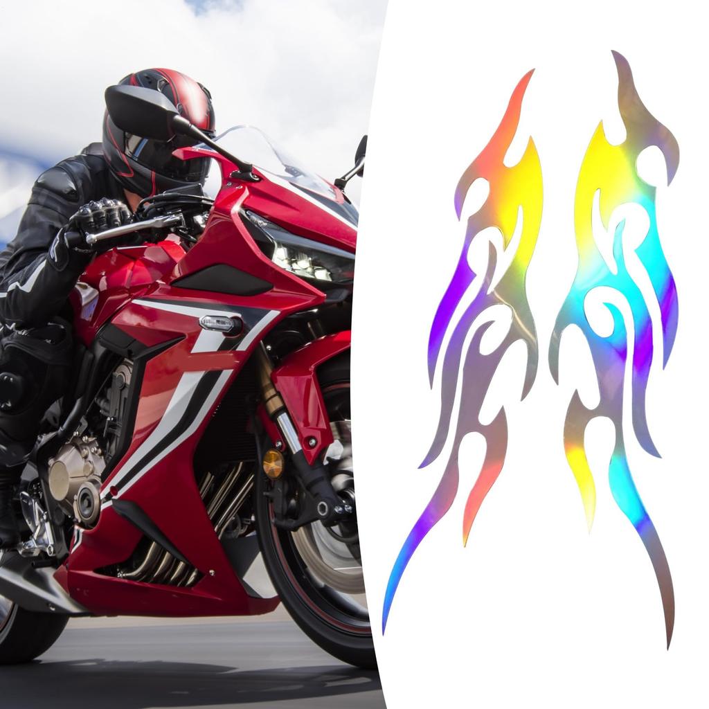 Motorcycle Sticker Decal - Flame Design for Car - Set of 2 Waterproof Emblems