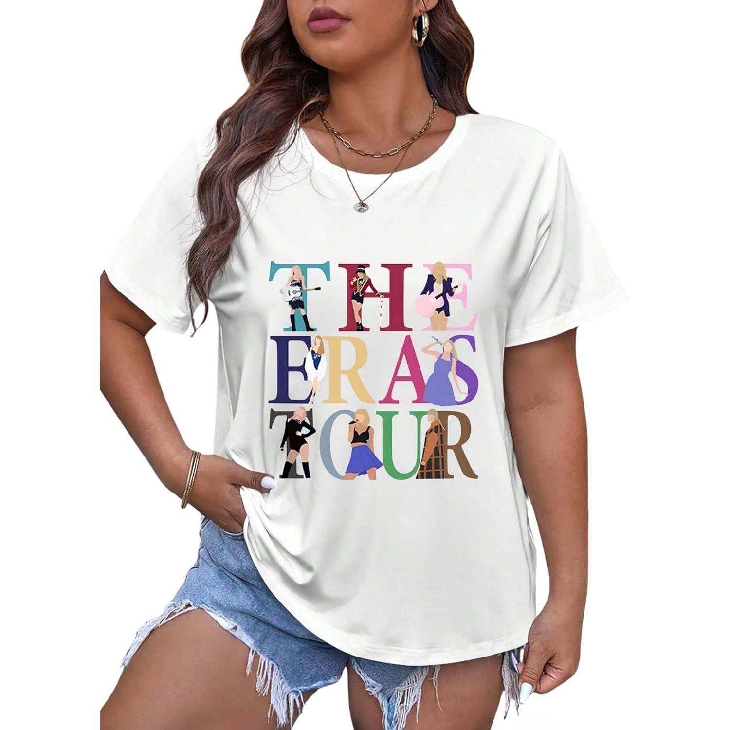 

EVELUST Womens Plus Size Country Concert Shirt - Music Festival Graphic Tee World Tour Outfits Fan Lover Letter Print Top XXXXXL білий