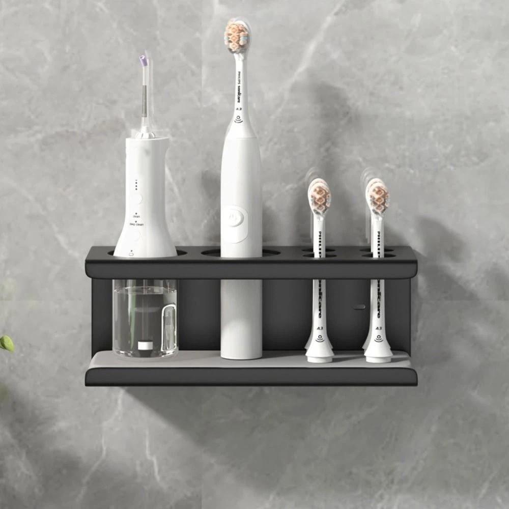 Large Capacity Toothbrush Toothpaste Holder Space Aluminum Makeup Brush Rack For Bathroom