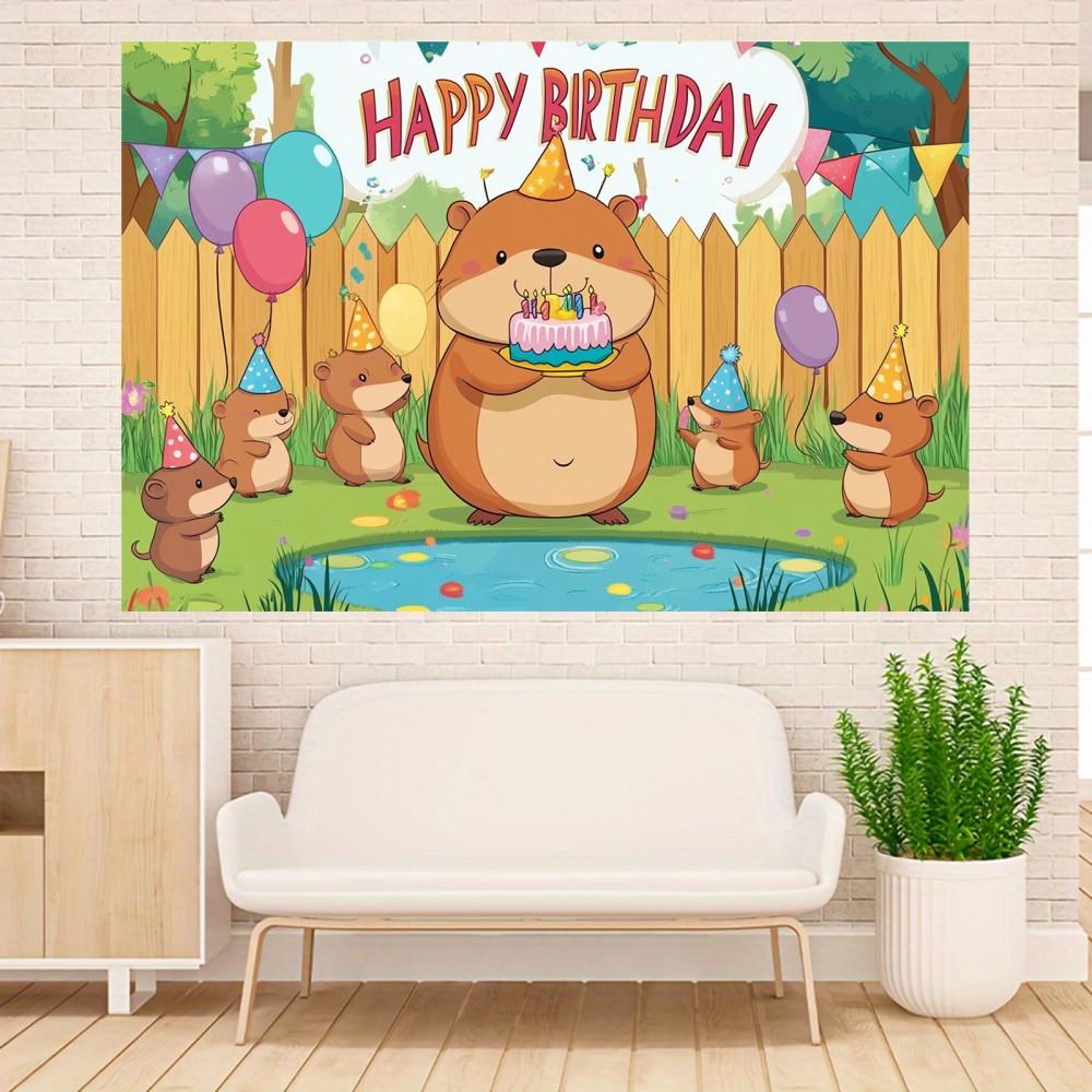 One Percent Capybara Theme - Perfect for Birthdays Weddings and Special Occasions Need This Background of Cloth Party Flags