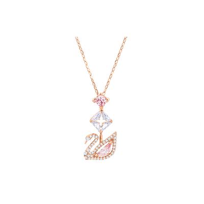 Strahlende Schwanen-Serie Schwan Kristall Halskette Damen Rosa 5473024