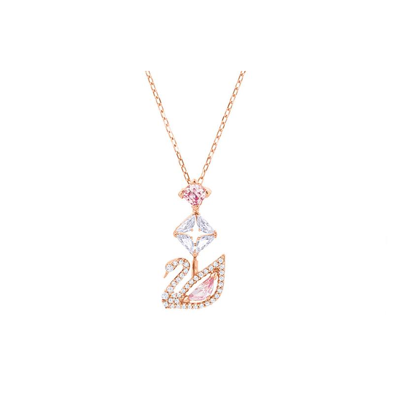 Swarovski Dazzling Swan Series Swan Crystal Necklace Women s Pink 5473024