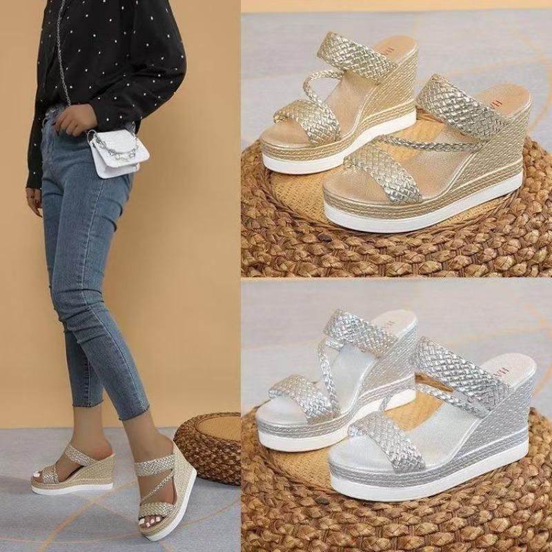 Sandali a ciabatta da donna minimalisti con tacco a blocco e punta aperta