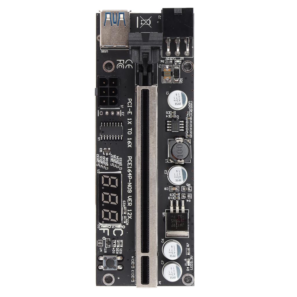 PCI E Adapter Card Temperature Display PCI E Riser Board Card with 1X Adapter 1x to 16x Extension