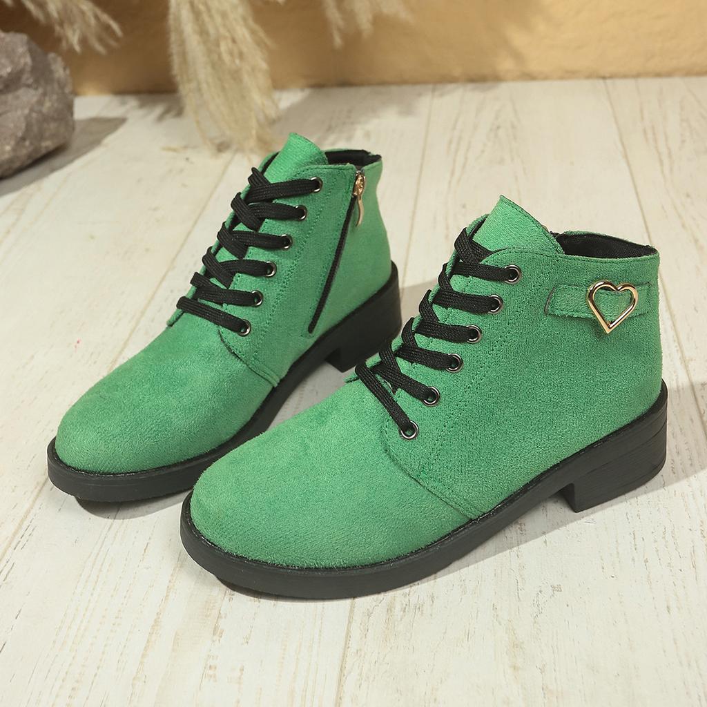 Large Size Block-heeled Boots for Women, New British-style Casual Fashion for Autumn/winter 2025, Versatile Lace-up Boots Women