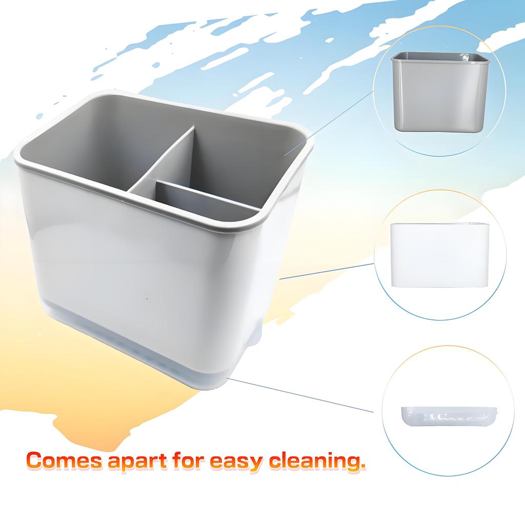 Dish Brush Holder with Removable Tray | Sink Organizer for Sponge Scrubber & Utensils | Countertop Drying Rack