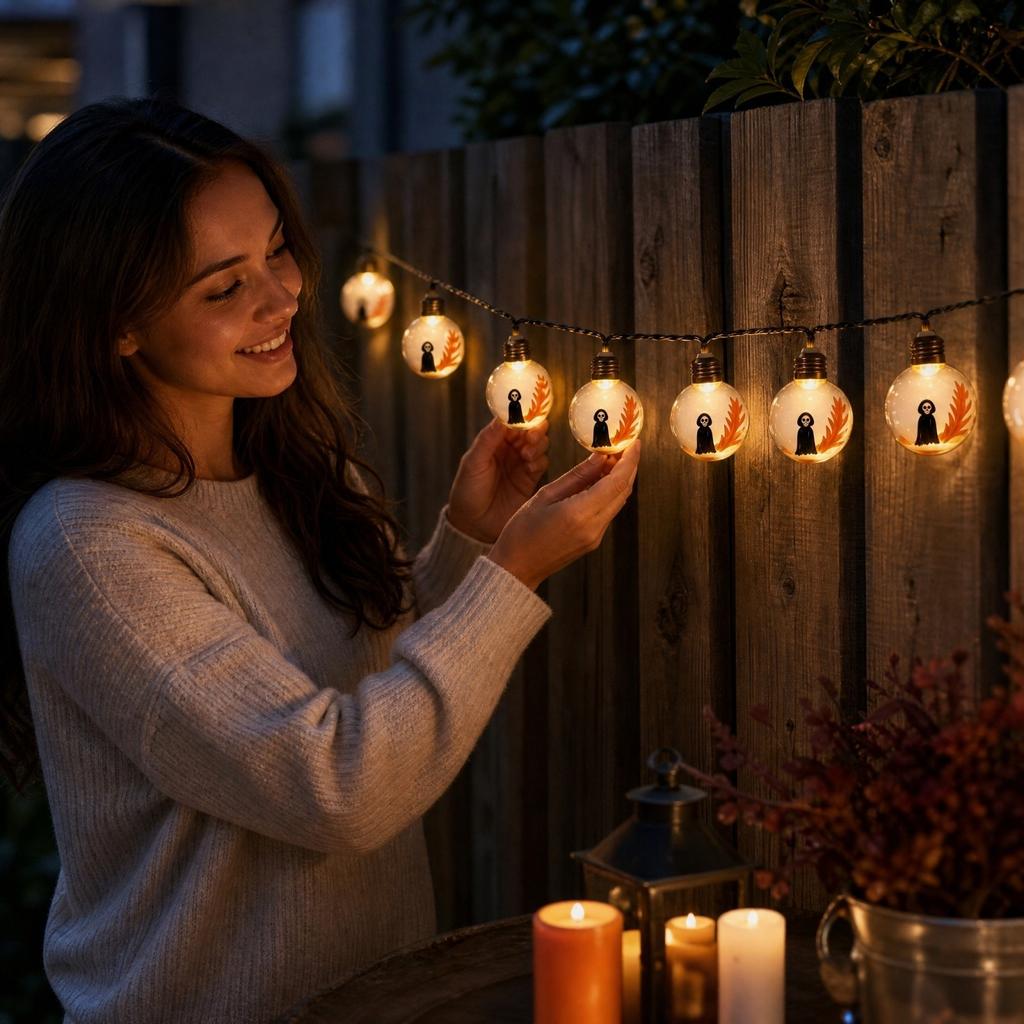 Halloween String Lights with Witch Bulb Shape for Indoor Outdoor Party
