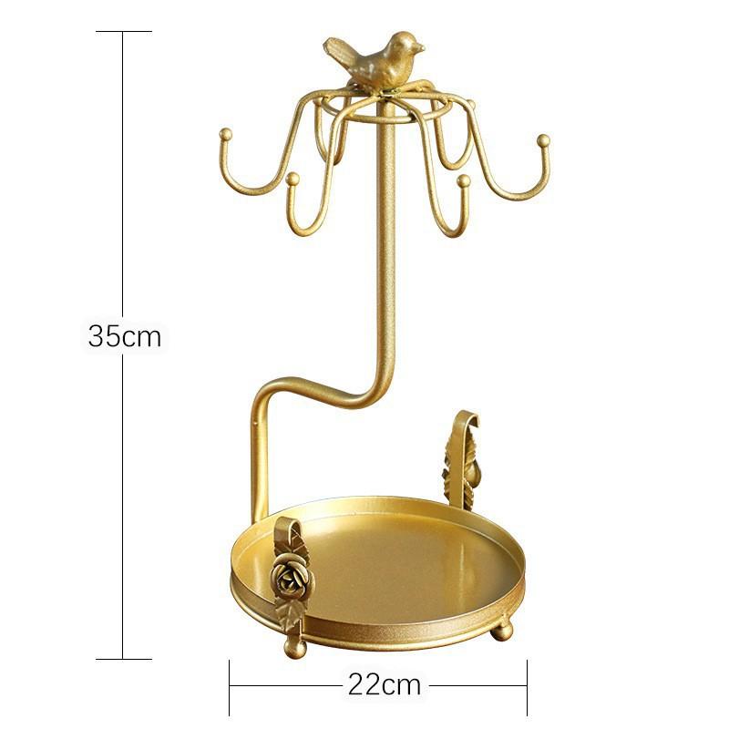 

Light Luxury European Wrought Iron Cup Holder, Household Drain Holder, Handicraft Ornament With Tray Creative Coffee Cup Storage Rack Golden Bird
