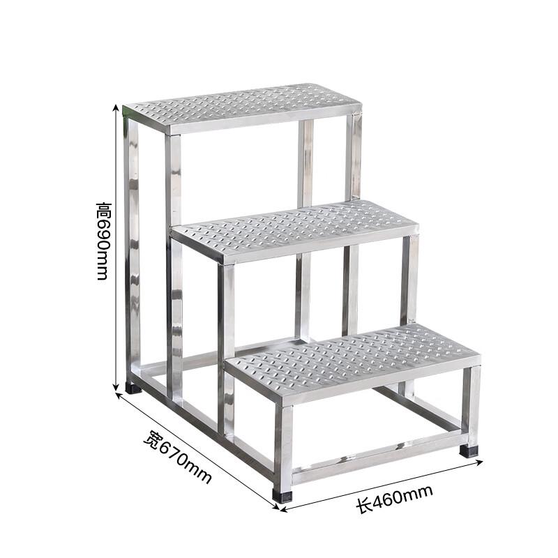 Industrial 3-Step Non-Slip Stainless Steel Step Stool