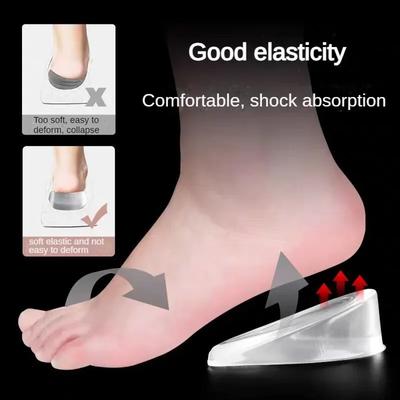 3CM Invisible Height Increase Insoles Silicone Gel Heel Lifting Inserts Transparent Foot Care Protector Elastic Shoe Inserts