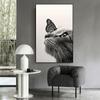 Black And White Cats Butterfly Canvas Painting Cute Animal Poster for Bedroom Decor Sports Landscape Office Room Home Decor G