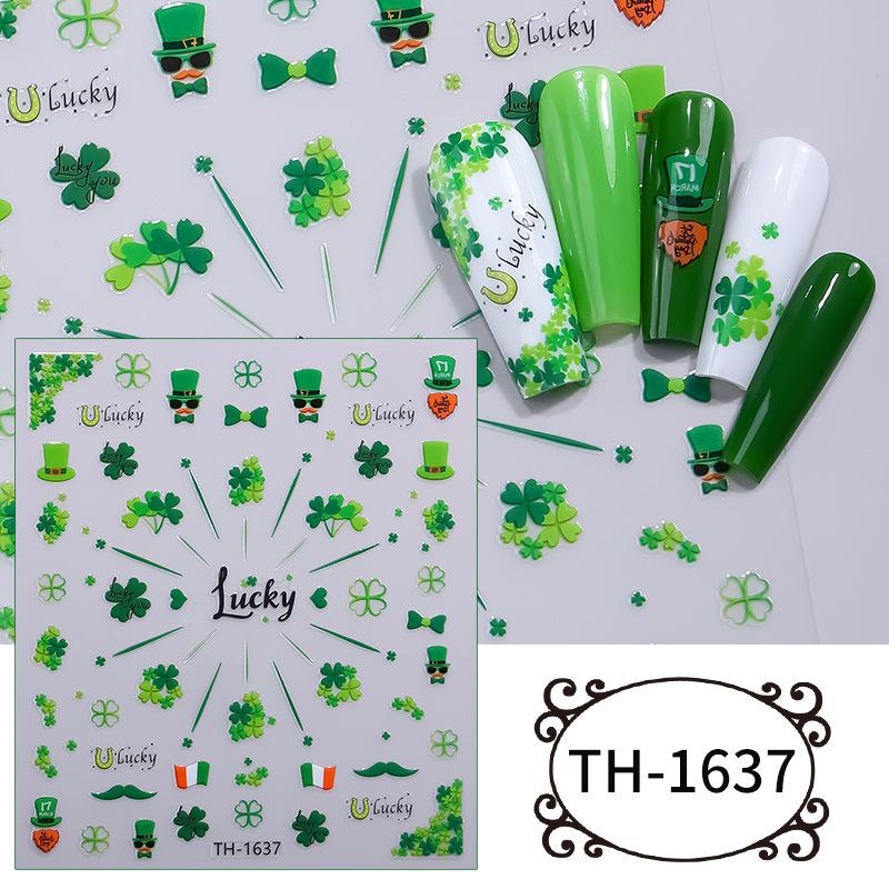 Zhengxiang St. Patrick's Day Clover Nail Art Stickers - DIY Adhesive INS Style