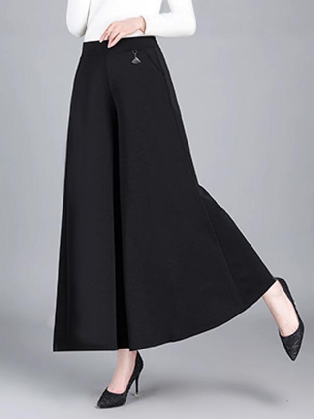 Autumn/Winter High-Waisted Plus Velvet Wide-Leg Pants: Fashionable, Age-Reducing Casual Skirt for Middle-Aged and Elderly Mothers