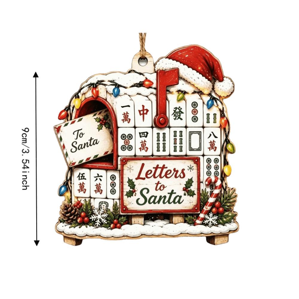 Mahjong Theme Christmas Hanging Decoration Wooden Xmas Pendant Christmas Tree Ornaments Christmas