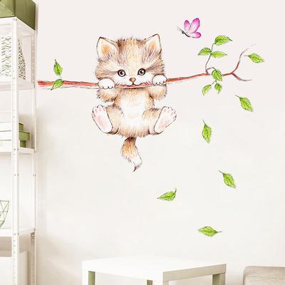 (Nikita) karikatür kedi bahar duvar sticker yatak odası çalışma arka plan duvar sticker