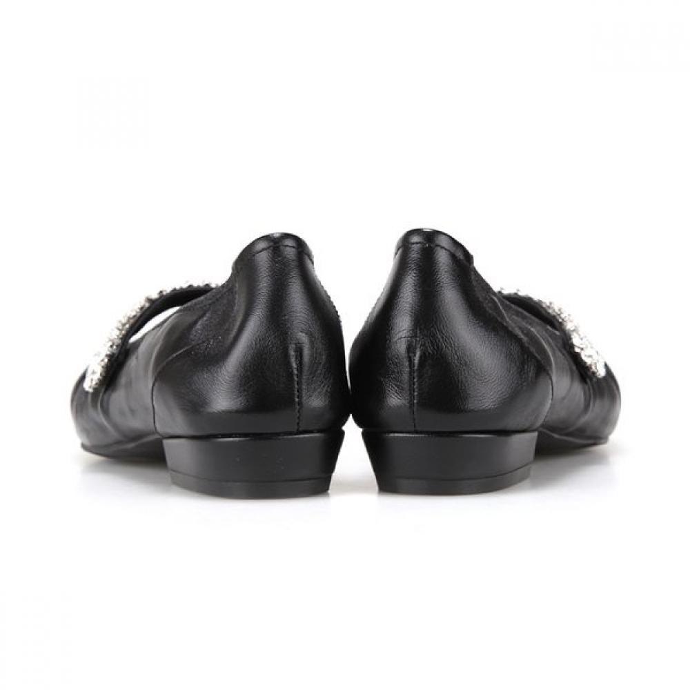 Barbara Leather Shirring Jewel Mary Jane Women S pumpS 2cm Bbj119bk