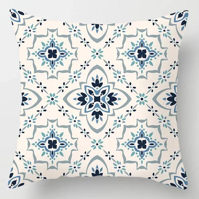Glitter Marble Agate Cushion Cover Blue Geometry Flower Polyester Throw Pillow Case Car Sofa Decorative Pillowcases Home Decor