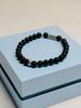 Natural Silver Obsidian Double-Layer Beaded Bracelet in S925 Sterling Silver - Simple Retro Design, Perfect for a Girl's Birthday Gift.