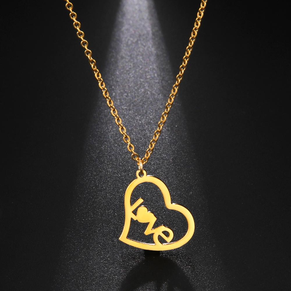 

Ожерелье-подвеска Teamer LOVE Heart для женщин, ювелирные изделия из нержавеющей стали, колье-чокер на День святого Валентина/День матери, ожерелья