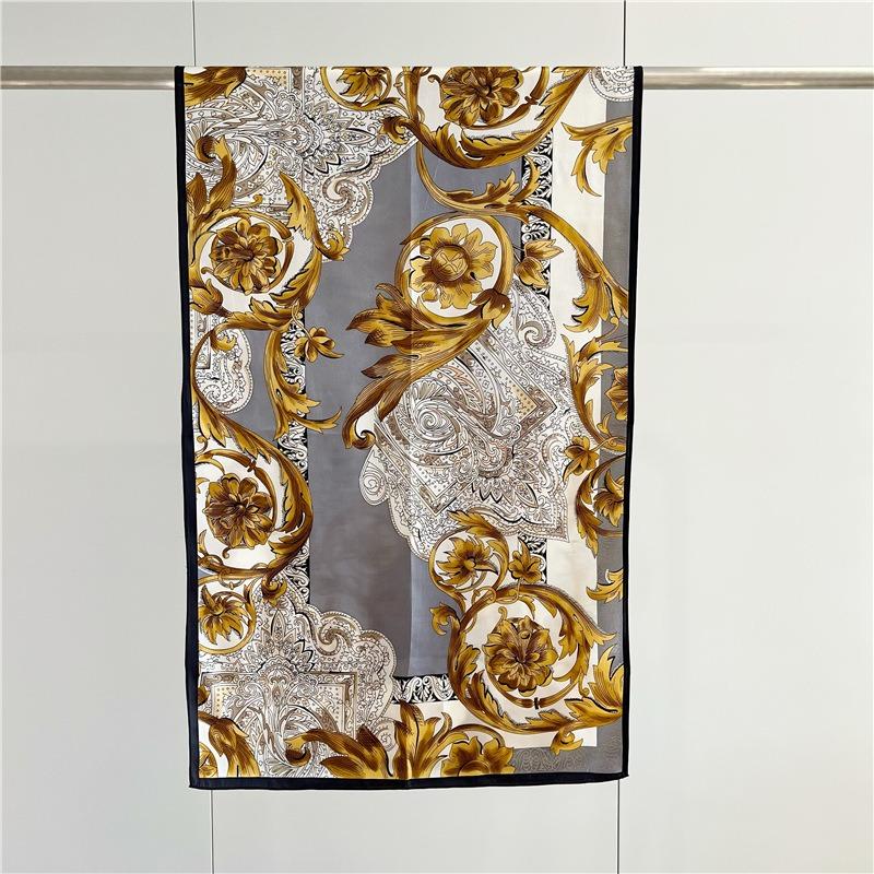 Silk Plain Crepe Satin Long Silk Scarf for Women