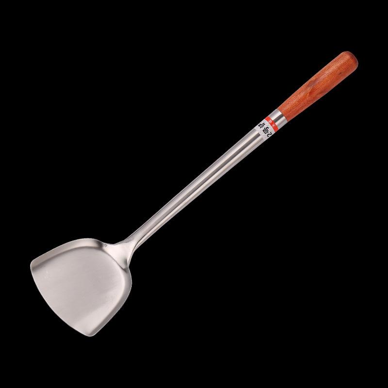 Stainless Steel Large Spatula for The Cafeteria, Wooden Handle, 1.5 Feet, Thickened and Lengthened Spatula, Chef's Wok, Wok, Strainer, Long Handle