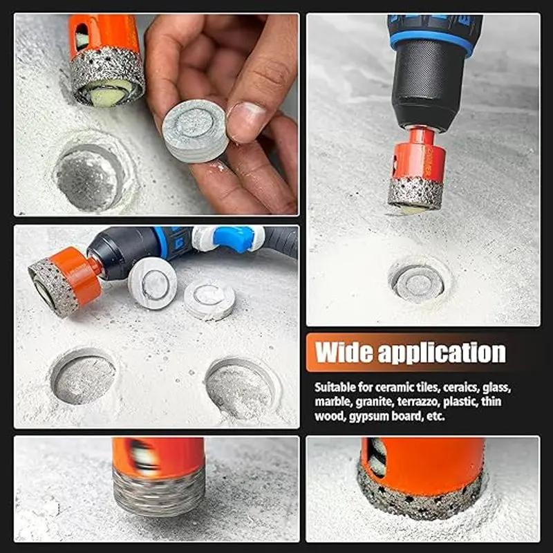 1PC 20-60mm Diamond Brazed Core Dry Drill Bit for Porcelain Tiles Marble Glass Granite Hole Cup Saw Cutter Accessories Cutting