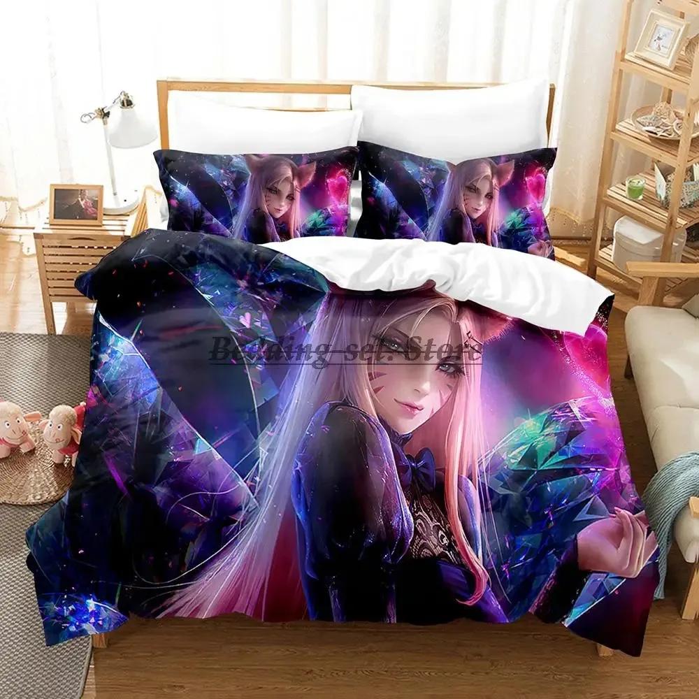 Kda The Baddest Bettwäsche-Set Einzelbett Twin Full Queen King Size Bettset Aldult Kinderzimmer Bettbezug-Sets Anime Bettlaken-Set