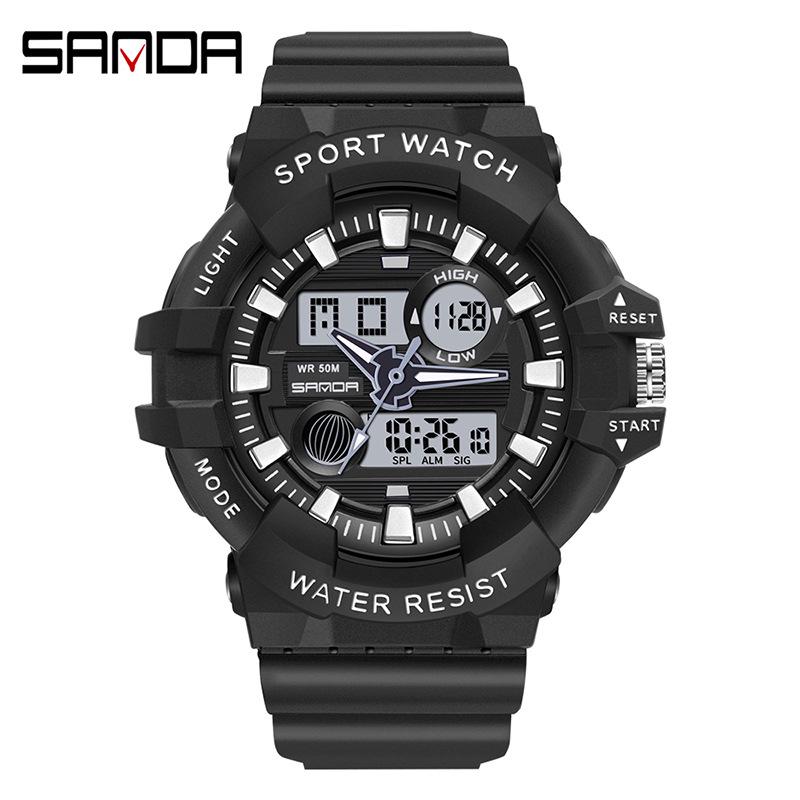 Sanda Personalized Denim Pattern Student Electronic Waterproof Sports Watch: Fashionable  Multifunctional Wristwatch