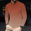 Men O Neck Long Sleeve T Shirt Simple Solid Brown Gradient Design Soft Casual Basic Pullover For Daily Outfit