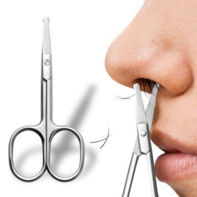Tijeras de belleza para cejas con cabeza puntiaguda de acero inoxidable, herramientas profesionales de belleza, tijeras para recortar el codo, tijeras para cejas con cabeza redonda, tijeras para el pelo de la nariz