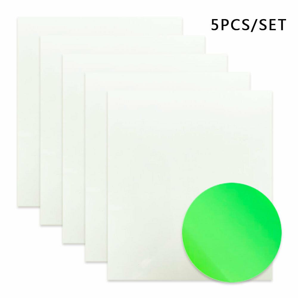 

5pcs Bundle Heat Transfer Vinyl Film Glow in Dark Iron on Tshirt PU HTV Luminous Fluorescent Color For Clothes Chrimas Decor 7.8in x10in(20x25cm)