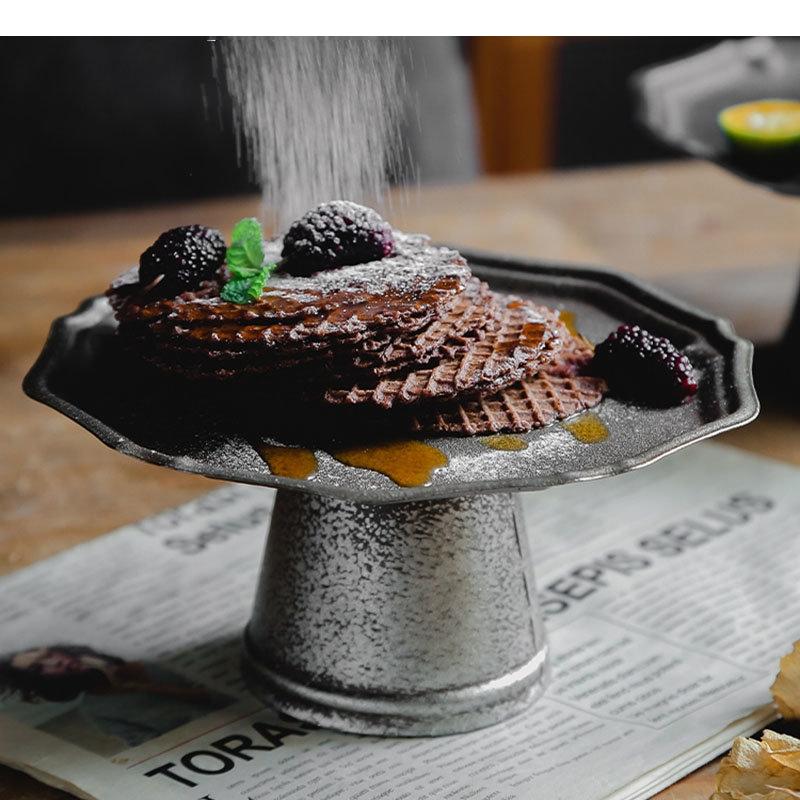 Metal High-feet Fruit Plate Household Snack Dessert Plates Dry Storage Tray Bread Cake Display Rack Housewear